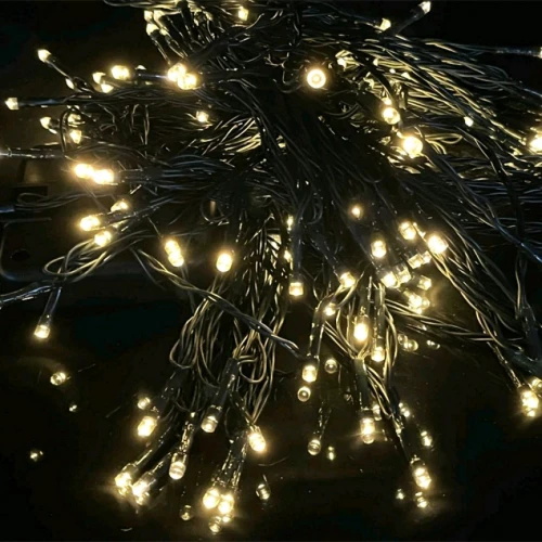 Ηλιακά Χριστουγεννιάτικα Λαμπάκια LED Εξωτερικού Χώρου (100 Λαμπάκια) με Φωτοβολταϊκό Πάνελ - 10m Θερμού Φωτισμού