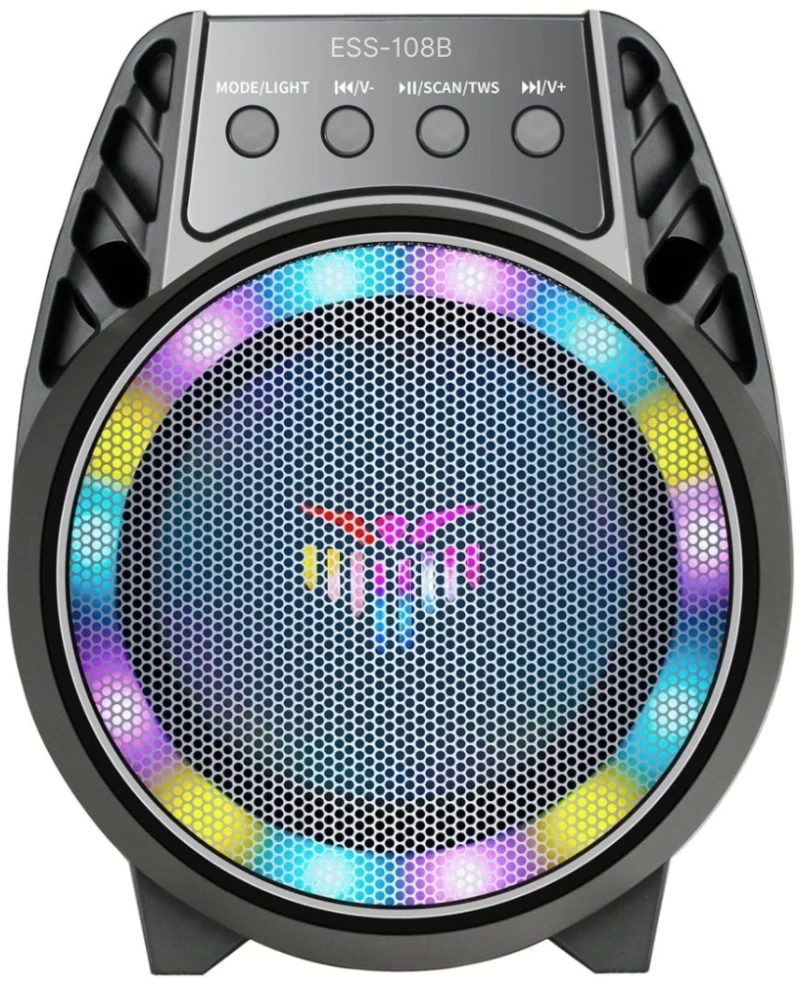 Επαναφορτιζόμενο Φορητό Ηχείο Bluetooth με Φωτισμό RGB, Bluetooth, USB & AUX 5W - ESS-108B