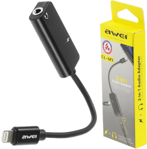 2 σε 1 Αντάπτορας Lightning σε AUX 3.5mm & Θύρα Φόρτισης Type-C - AWEI CL-121