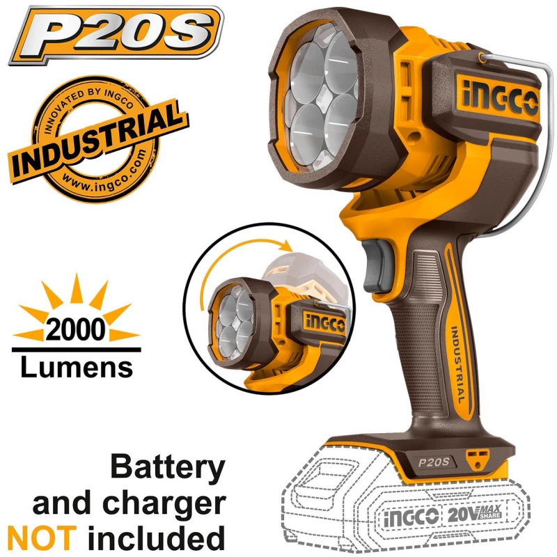 Προβολέας Εργασίας 20V Li-Ion SOLO 2000 lumen Ingco - CWLI2088