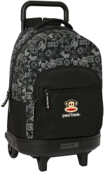 Safta 612419918 Paul Frank Monkey, Τροχήλατη Σχολική Τσάντα, Ύφασμα, Μαύρο