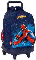 Safta 612443918 SpiderMan Neon, Τροχήλατη Σχολική Τσάντα, Ύφασμα, Μπλε