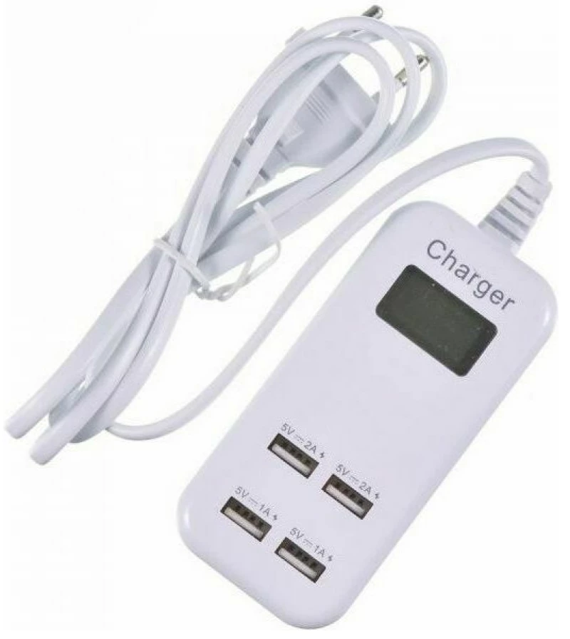 Φορτιστής Ρεύματος με 4 Θύρες USB και Ένδειξη LCD 15W 1801-2