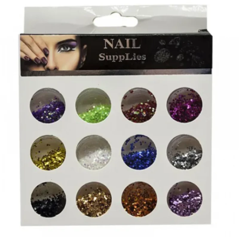 Διακοσμητικά Glitter Νυχιών 12 Τμχ - Nail Supplies