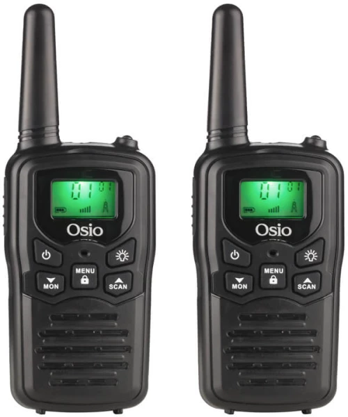 Osio OPM-1050 Mαύρο Επαναφορτιζόμενο PMR Walkie Talkie με φακό και καλώδιο 8 km – 0.5W
