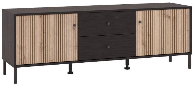 Έπιπλο Τηλεόρασης Correze 3K2F2V Μαύρο Oak-Artisan Oak 157x40x55Εκ