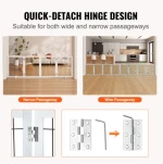 VEVOR Free Standing Dog Gate 32x96.5 inch Freestanding Pet Gate Foldable White