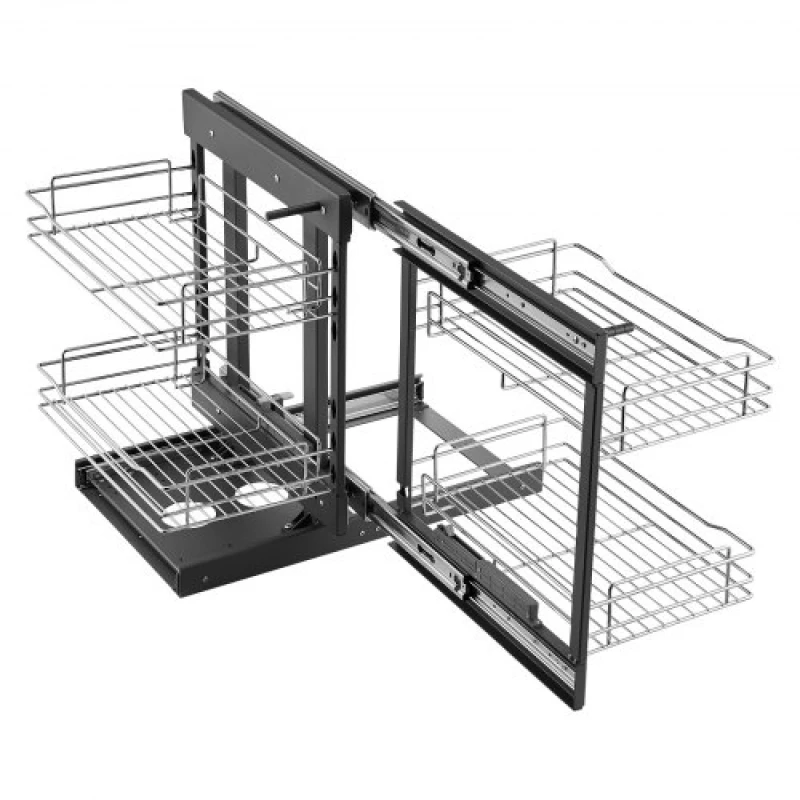 VEVOR 2 Tier Blind Corner Pull Out Organizer Chrome Kitchen Cabinet Basket