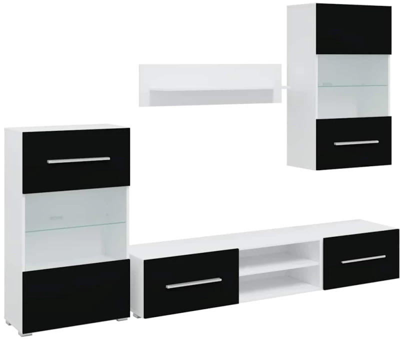vidaXL Μονάδες τηλεόρασης 5 τεμαχίων με φωτισμό LED Ματ Μαύρο