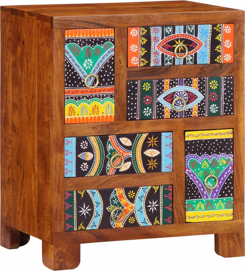 vidaXL Sideboard Πολύχρωμο 50x35x60 μασίφ ξύλο ακακίας