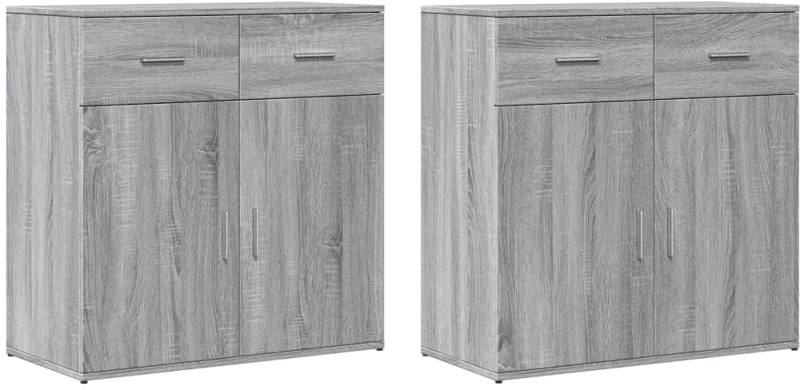 vidaXL Βοηθητικά Ντουλάπια 2 Τεμ. Γκρι Sonoma 79x38x80 εκ. Επεξ. Ξύλο