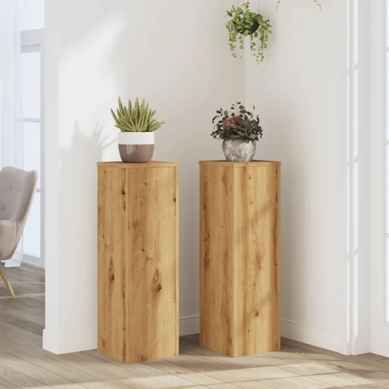 vidaXL Βάσεις Φυτών 2 τεμ. Αρτισιανή Δρυς 25x25x80 εκ. Επεξ. Ξύλο