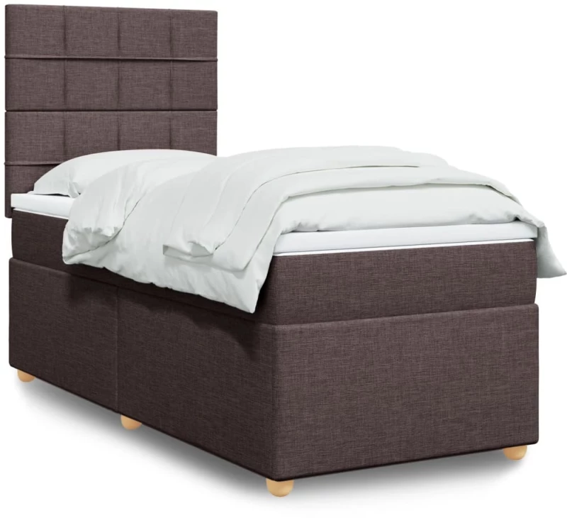 vidaXL Κρεβάτι Boxspring με Στρώμα Σκούρο Καφέ 80x200 εκ. Υφασμάτινο