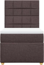 vidaXL Κρεβάτι Boxspring με Στρώμα Σκούρο Καφέ 80x200 εκ. Υφασμάτινο