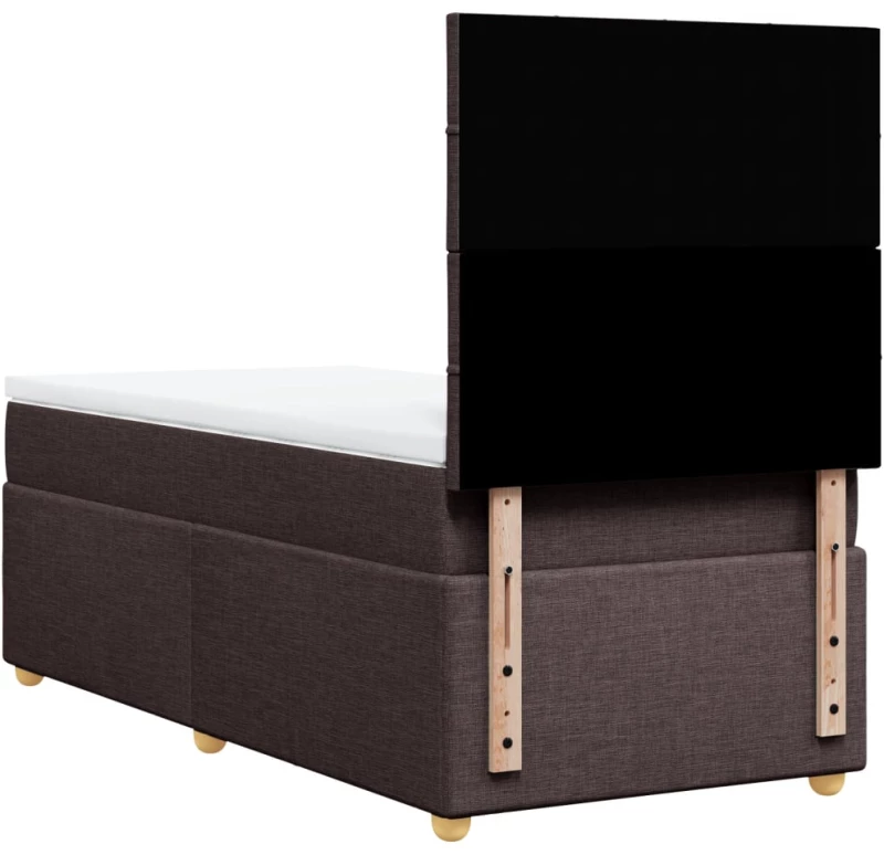 vidaXL Κρεβάτι Boxspring με Στρώμα Σκούρο Καφέ 80x200 εκ. Υφασμάτινο