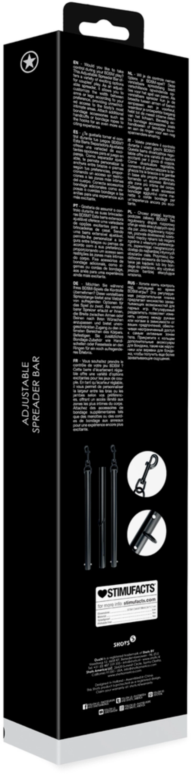 Ouch Adjustable Spreader Bar - Black