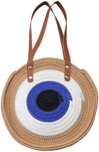 Τσάντα Στρογγυλή Cotton με Μάτι ø28cm SummerTiempo 623141