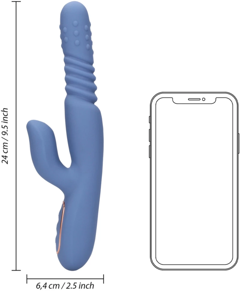 Warming Rotating Beads and Thrusting Rabbit Vibrator - Blue Nova