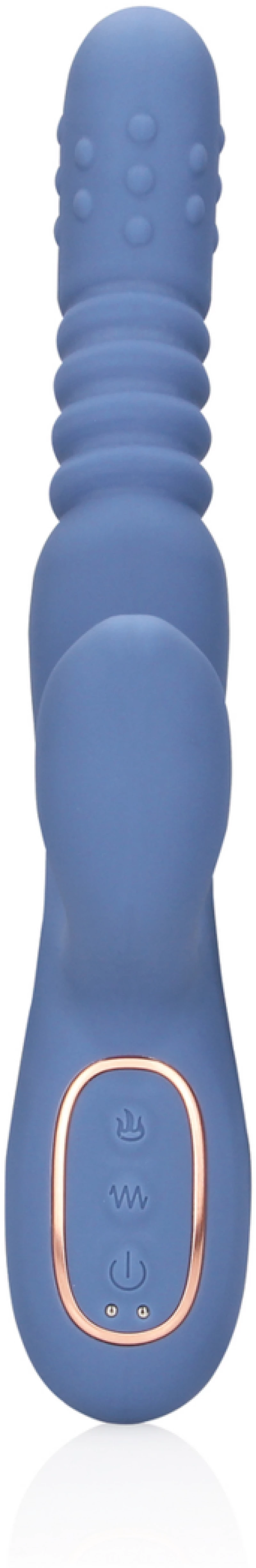 Warming Rotating Beads and Thrusting Rabbit Vibrator - Blue Nova