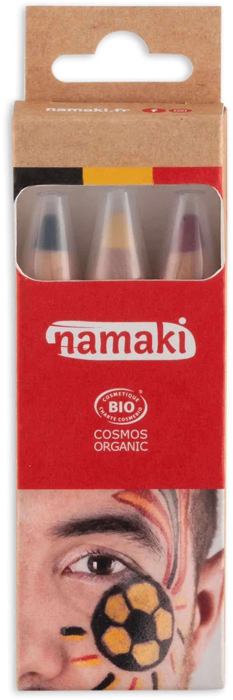 Σετ 3 Bio Μολύβια Face Painting Jumbo, Black - Yellow - Red - Namaki