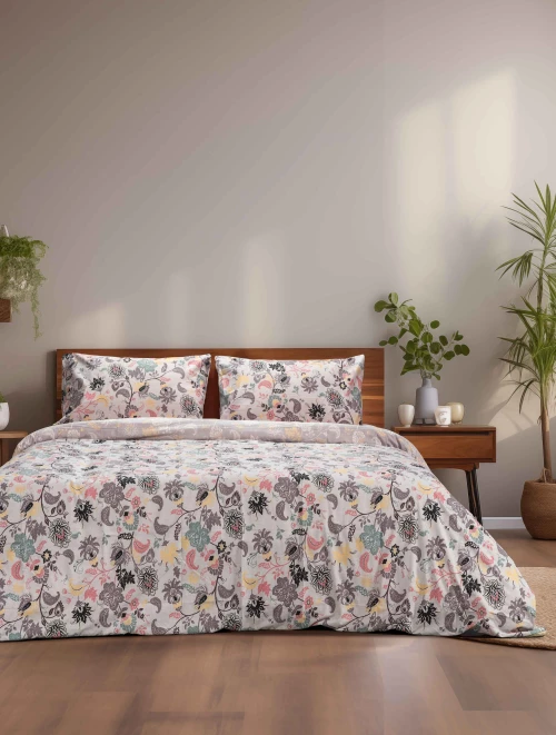 Σετ Σεντόνια SPRIGS Γκρι Σετ σεντόνια υπέρδιπλα: 240 x 260 + 2 μαξιλαροθήκες 52 x 72 εκ. MADI