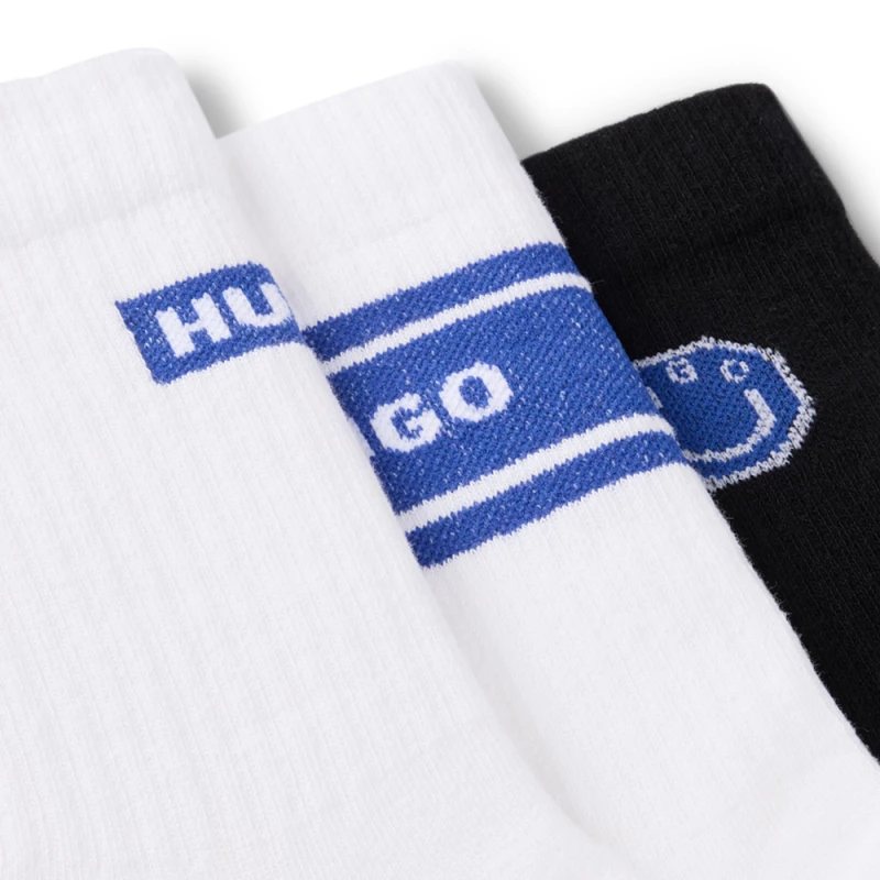 HUGO BOSS 3 PACK LOGO SOCKS MEN HUGO ΛΕΥΚΟ- ΜΑΥΡΟ- ΜΠΛΕ (50522997-960)