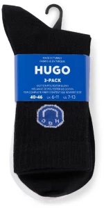 HUGO BOSS 3 PACK LOGO SOCKS MEN HUGO ΛΕΥΚΟ- ΜΑΥΡΟ- ΜΠΛΕ (50522997-960)