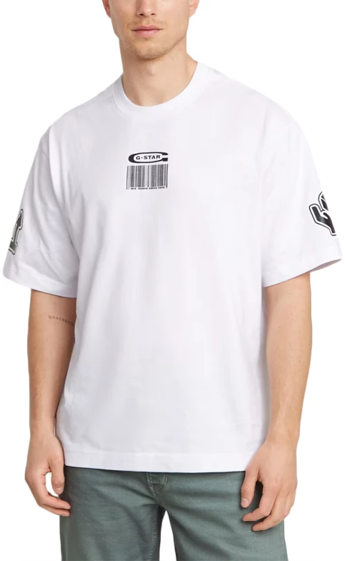 G-STAR RAW BARCODE BOXY FIT T-SHIRT MEN G-STAR RAW ΛΕΥΚΟ- ΜΑΥΡΟ (D25977-D959-110)