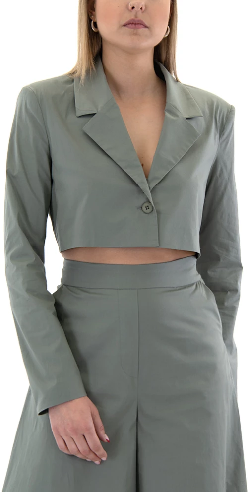MOUTAKI PADDED SINGLE BREASTED CROP BLAZER WOMEN MOUTAKI ΧΑΚΙ (25.06.33-KHAKI)