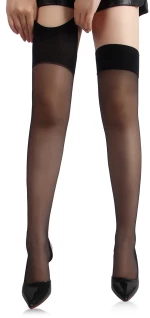Black wide Brimmed Ribbed Stockings