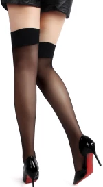 Black wide Brimmed Ribbed Stockings