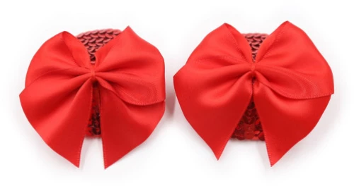Naughty Toys Red bowknots sequin round nipple covers