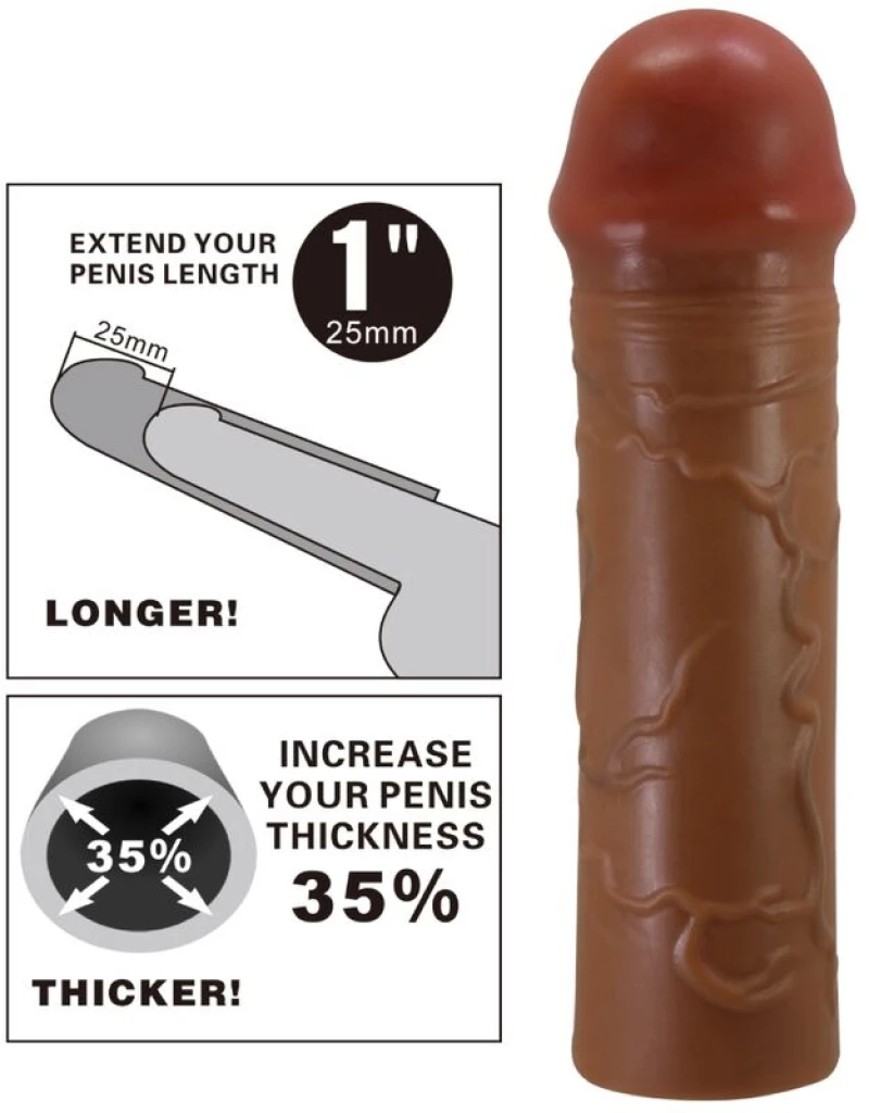 PRETTY LOVE - NILE PENIS SLEEVE WITH 2.5 CM EXTENSION MULATTO