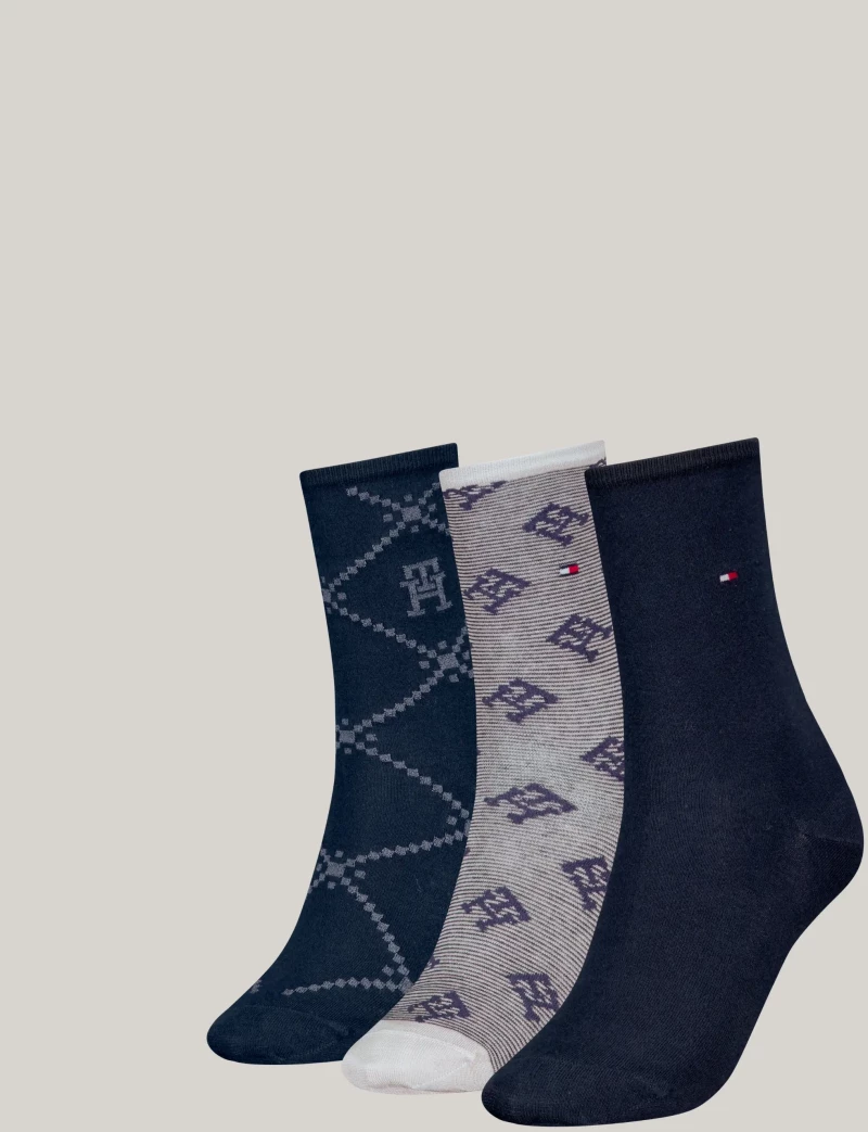 Γυναικείες Κάλτσες Tommy Hilfiger - Giftbox - Navy  με σχέδιο - 3 Pack - Cotton