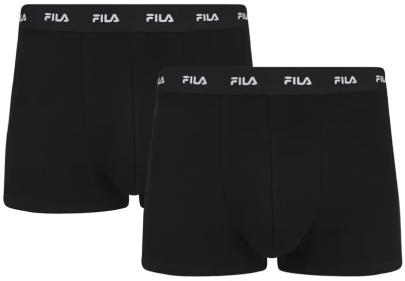 Ανδρικά boxer FILA - Μαύρα Βαμβακερά - Φαρδύ λάστιχο - 2Pack - Cotton