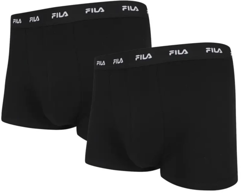 Ανδρικά boxer FILA - Μαύρα Βαμβακερά - Φαρδύ λάστιχο - 2Pack - Cotton