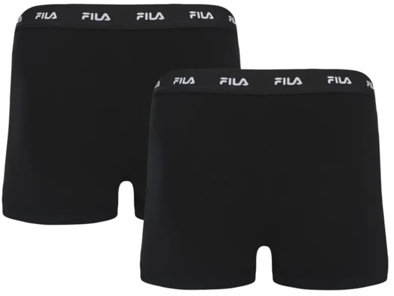 Ανδρικά boxer FILA - Μαύρα Βαμβακερά - Φαρδύ λάστιχο - 2Pack - Cotton