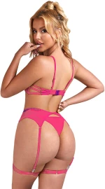 SUBBLIME - 955366 BRA SET WITH LACE AND GARTER LINES PINK AND PURPLE
