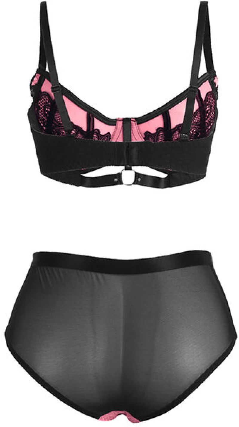 SUBBLIME - 955571 PINK PATENT LEATHER MESH ZIPPER BRA SET