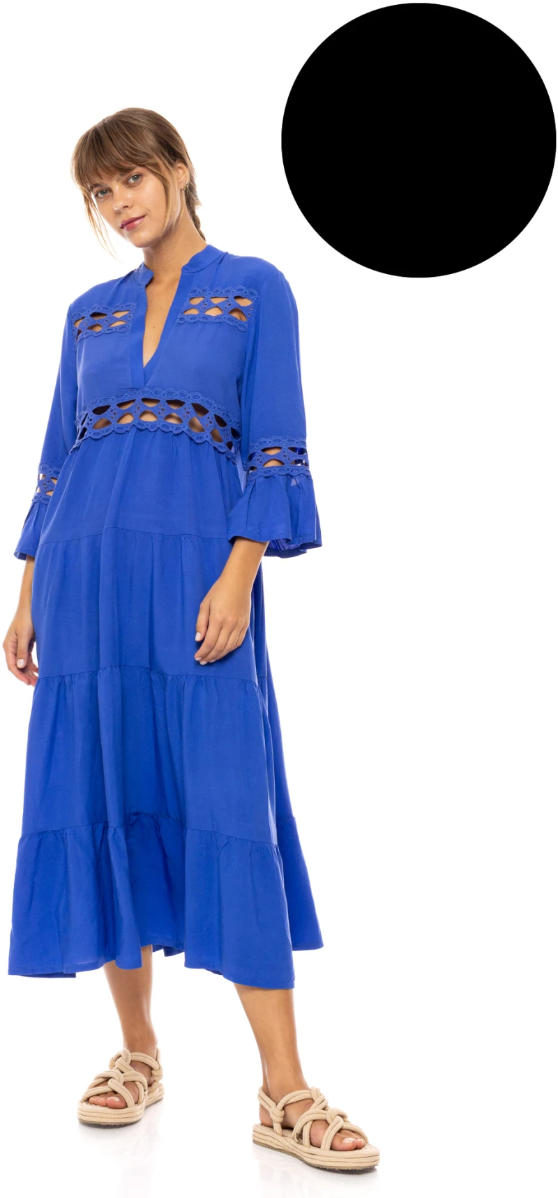 Γυναικείο Beachdress Pink Label -  Μαύρο - Midi Φόρεμα - Regular Fit - Viscose