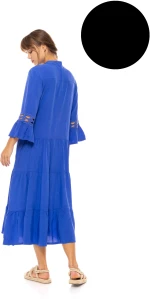 Γυναικείο Beachdress Pink Label -  Μαύρο - Midi Φόρεμα - Regular Fit - Viscose
