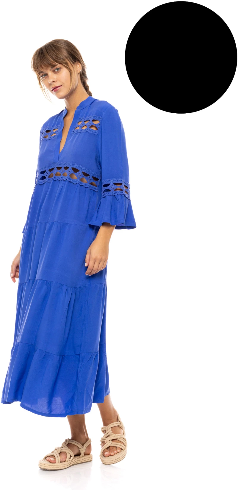 Γυναικείο Beachdress Pink Label -  Μαύρο - Midi Φόρεμα - Regular Fit - Viscose