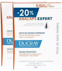 DUCRAY Σετ Anacaps Expert, Συμπλήρωμα Διατροφής για τη Χρόνια Τριχόπτωση - 2x30caps - 20%