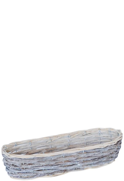 Καλάθι ψάθινο οβαλ λευκό 37,5x12x8,5