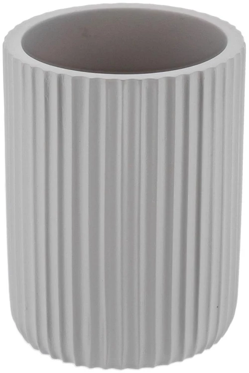 ποτήρι μπανιου polyresin ριγέ cement γκρι 7x9. 5cm