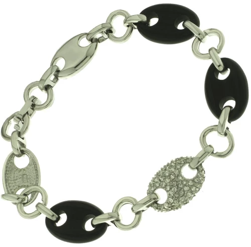 Γυναικείο Βραχιόλι Αλυσίδα ladyQ από ασήμι 925 σε λευκό χρώμα με Όνυχα και Σίγκνιτι Star 406202