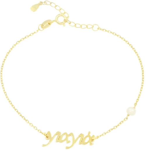 Γυναικείο Βραχιόλι γισγιά ladyQ από ασήμι 925 σε επιχρυσωμένο με Πέρλα 443866