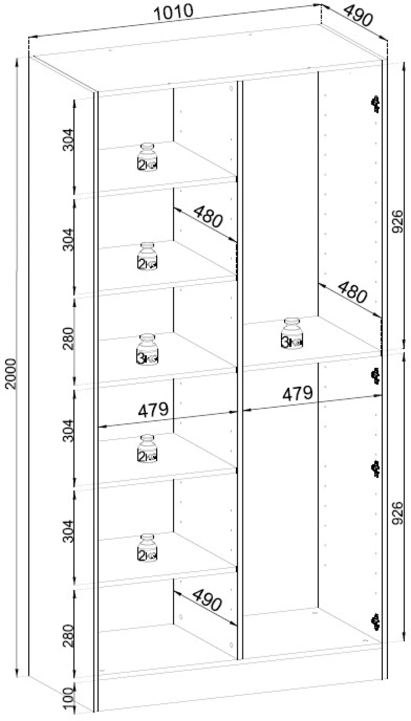 Ντουλάπα Sandbox Flutes Γκρι 101x200x51cm