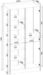 Ντουλάπα Sandbox Flutes Γκρι 101x200x51cm