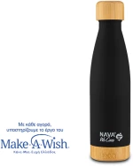 NAVA Θερμός μπουκάλι ανοξείδωτο bamboo "We Care" μαύρο 500ml 10-016-007